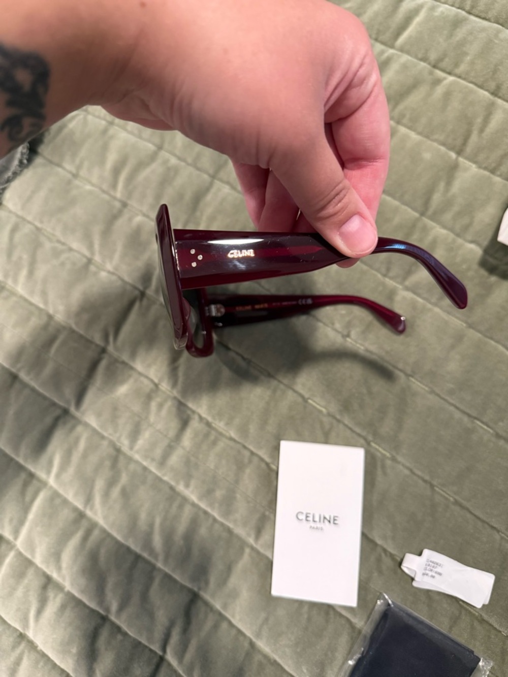 Women's Celine Bold 54MM Square Sunglasses in Bordeaux - Picture 4 of 10